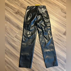 Black pleather cargo pants